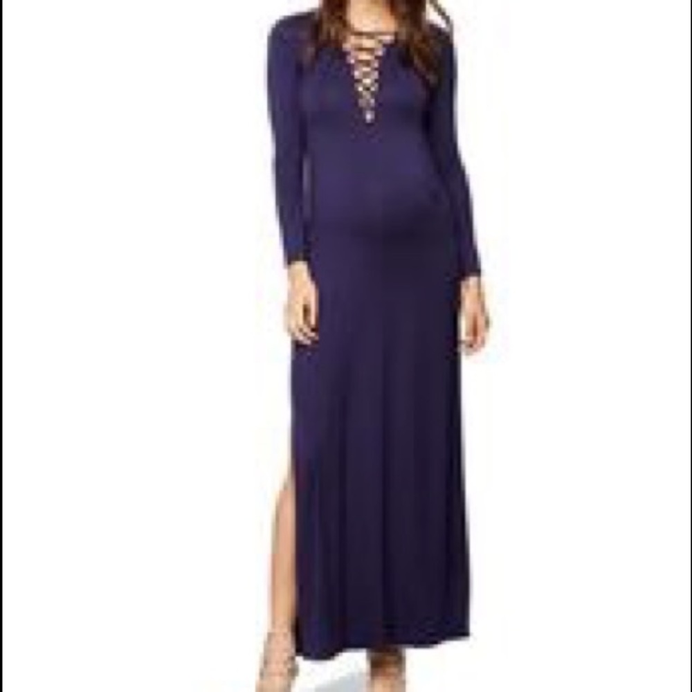 Like new Rachel Pally tie front navy maxi dress